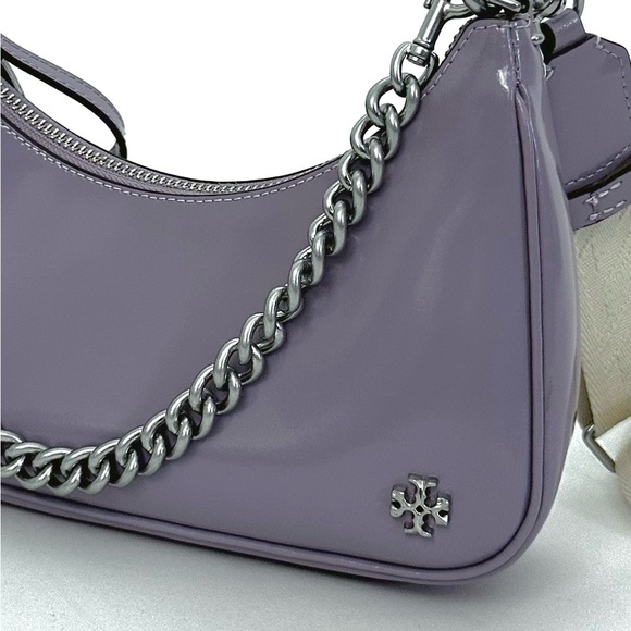 TORY BURCH Mini Leather Satchel Purse Small 151 Mercer Crescent Bag in Lavender - Picture 5 of 15